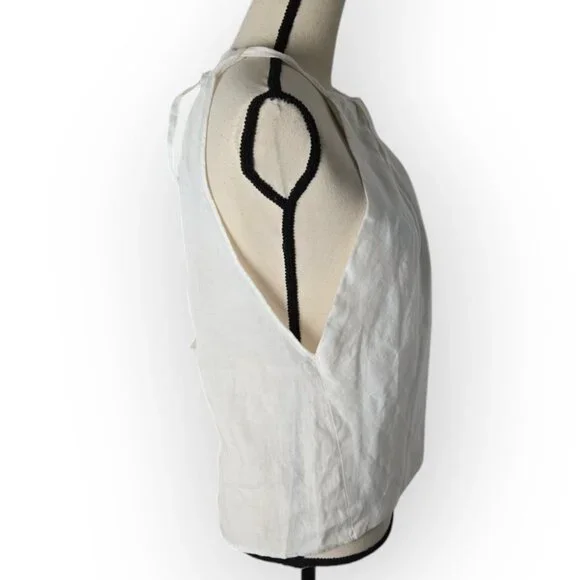 Zara White 100% Linen Halter Top XL NWT - Picture 4 of 9